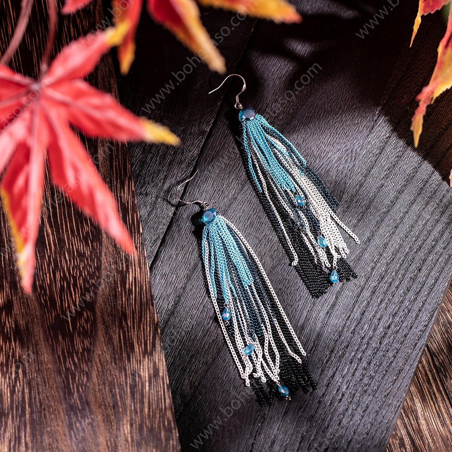 Bohemian style handmade metal tassel earrings for women's outings, gatherings, exquisite niche earrings