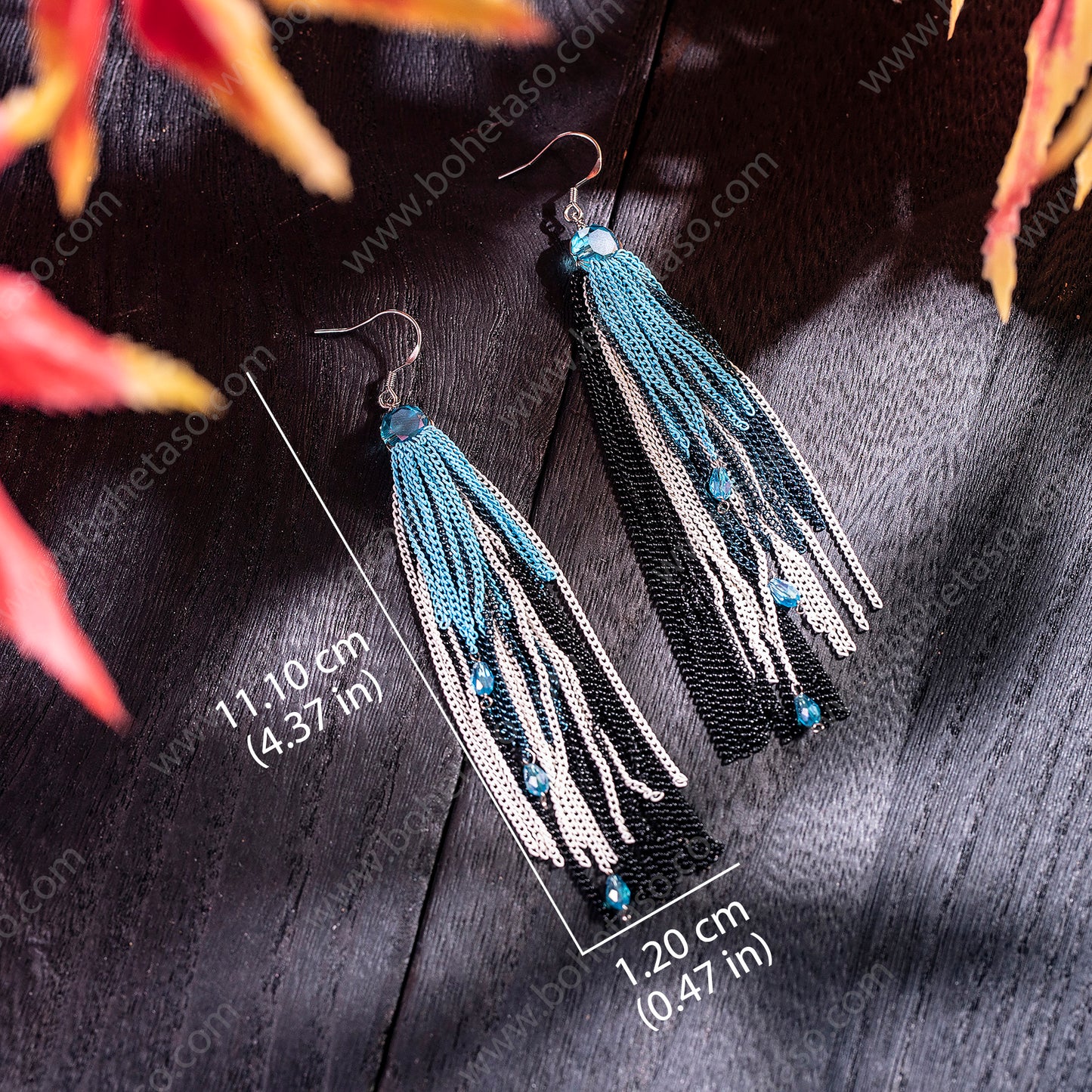 Bohemian style handmade metal tassel earrings for women's outings, gatherings, exquisite niche earrings
