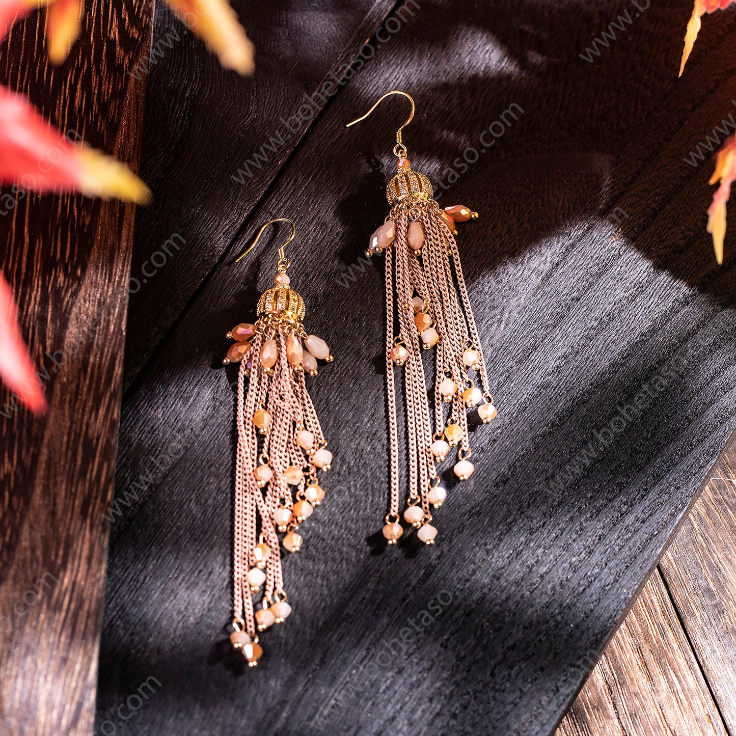 Bohemian style handmade metal tassel earrings for women's outings, gatherings, exquisite niche earrings