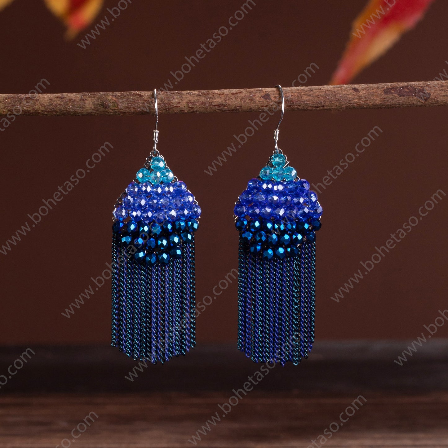 Bohemian style multi-color tassel earrings for women's outings, travel gatherings, exquisite niche earrings