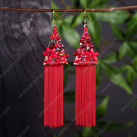 Handmade tassel earrings in Bohemian style Earrings for traveling commuting to work