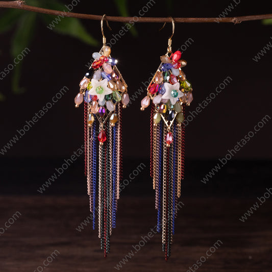 Handmade tassel earrings in Bohemian style Earrings for traveling commuting to work