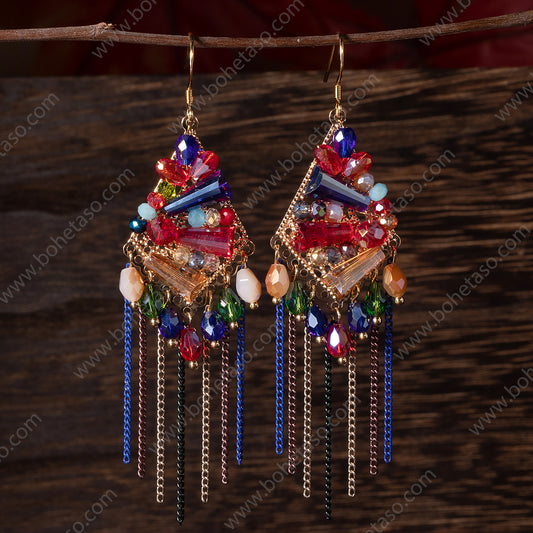 Handmade tassel earrings in Bohemian style Earrings for traveling commuting to work