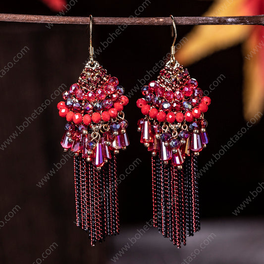 Bohemian style metal tassel earrings for women's outings, travel gatherings, exquisite niche earrings