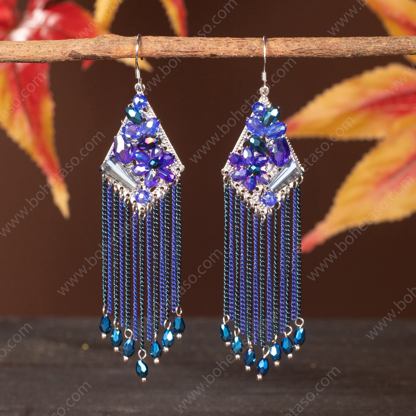 Bohemian style handmade metal tassel earrings for women's outings, gatherings, exquisite niche earrings