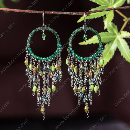 Bohemian style circular tassel earrings for women's outings, travel gatherings, exquisite niche earrings