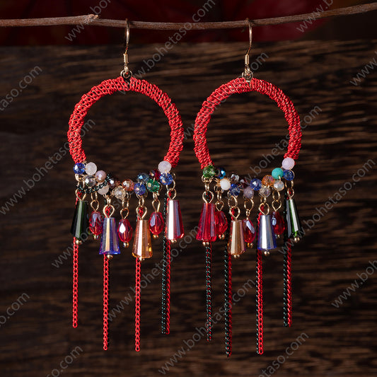 Handmade tassel earrings in Bohemian style Earrings for traveling commuting to work