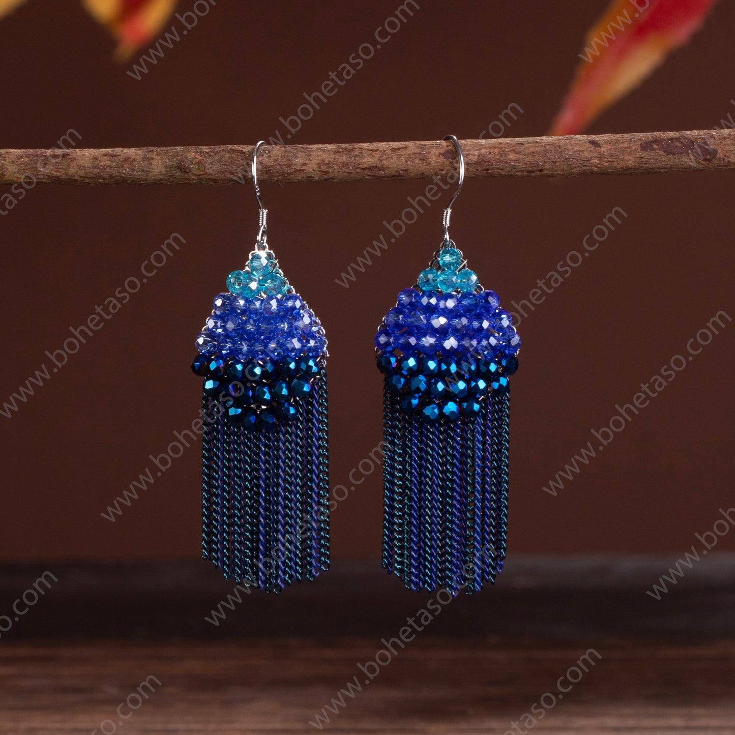 Bohemian style multi-color tassel earrings for women's outings, travel gatherings, exquisite niche earrings