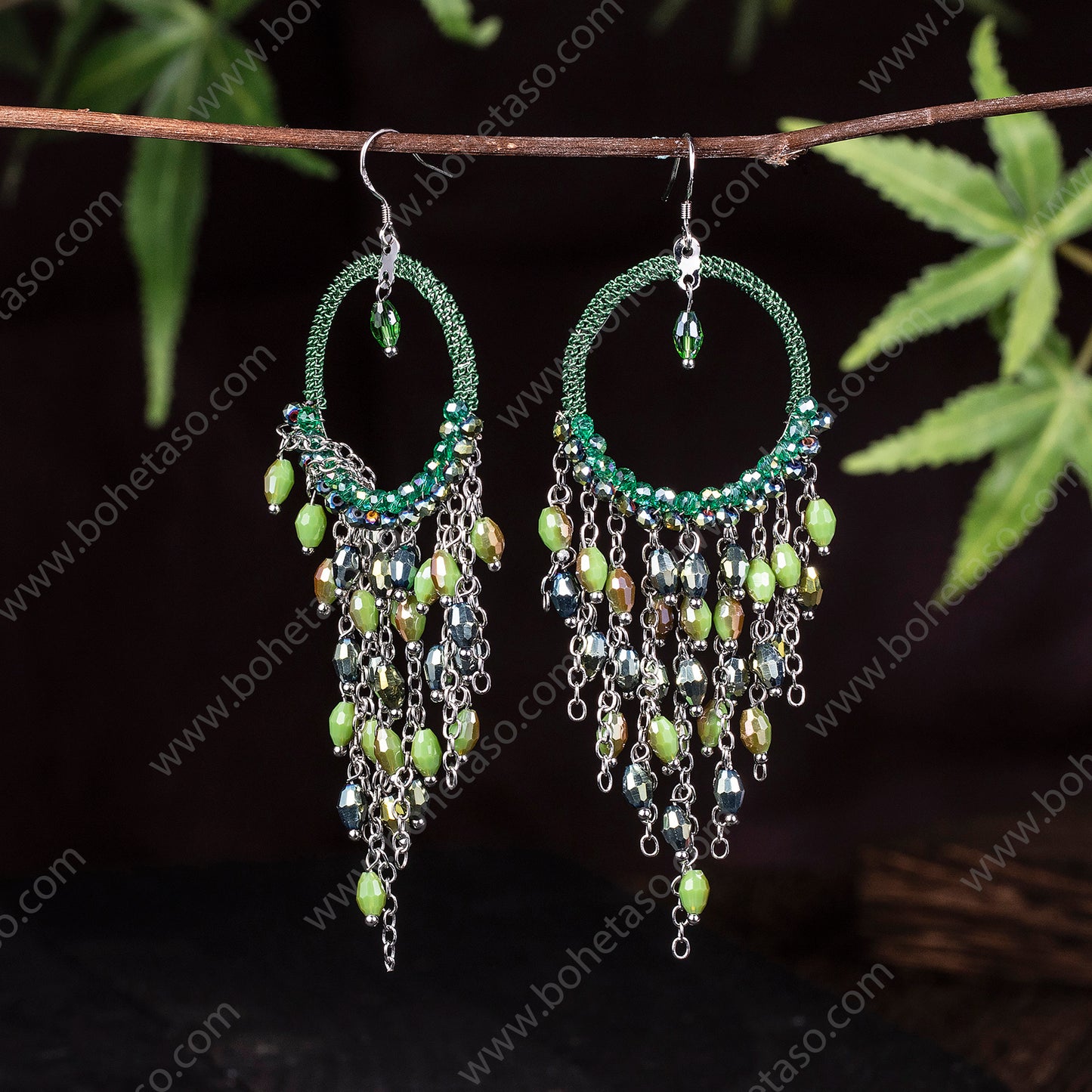 Bohemian style circular tassel earrings for women's outings, travel gatherings, exquisite niche earrings