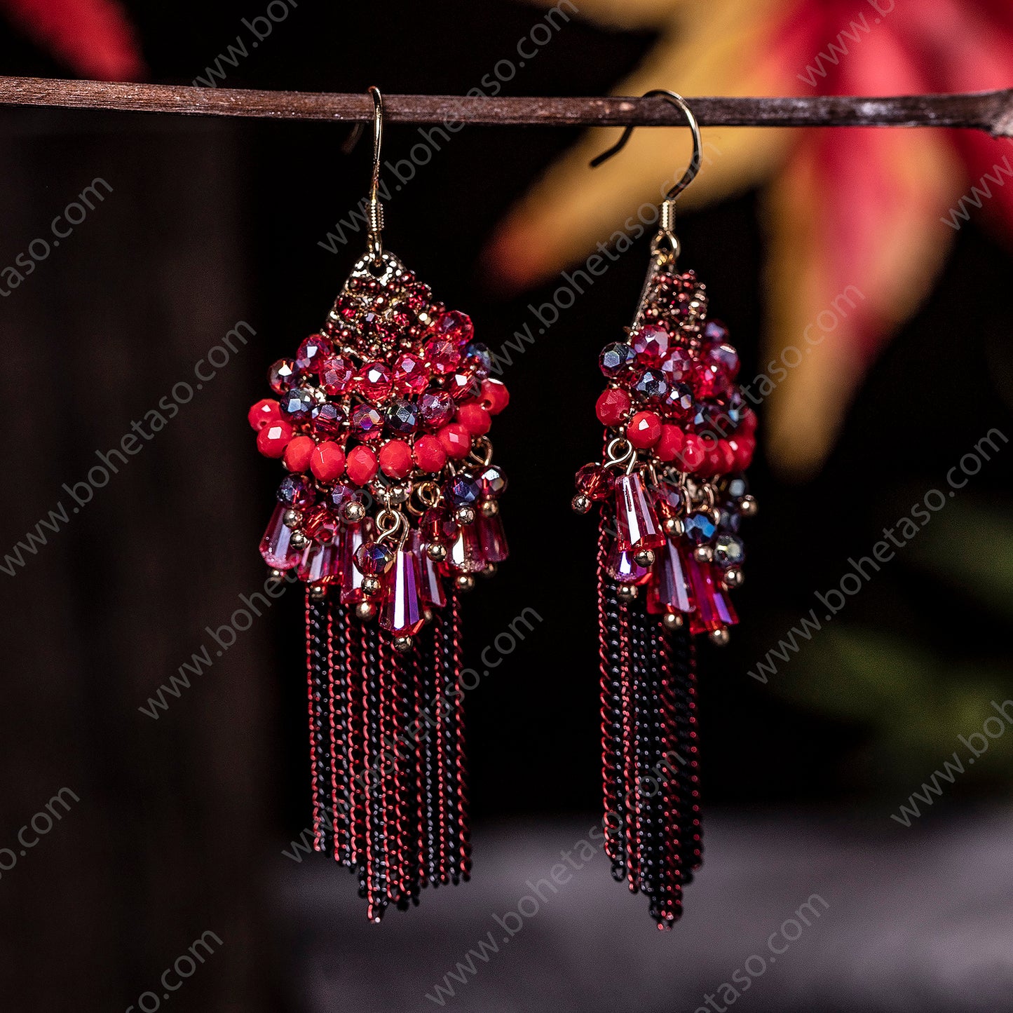 Bohemian style metal tassel earrings for women's outings, travel gatherings, exquisite niche earrings