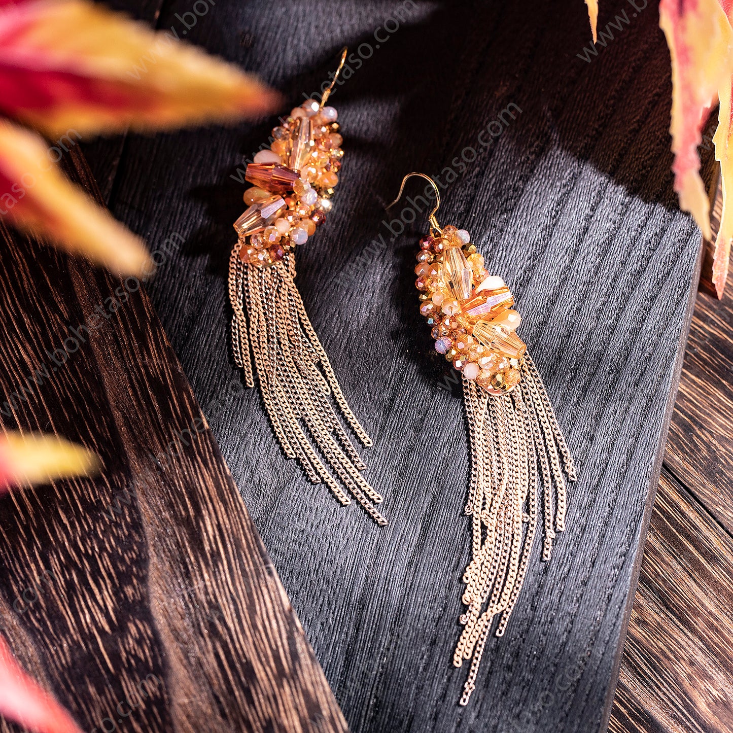 Bohemian style handmade metal tassel earrings for women's outings, gatherings, exquisite niche earrings