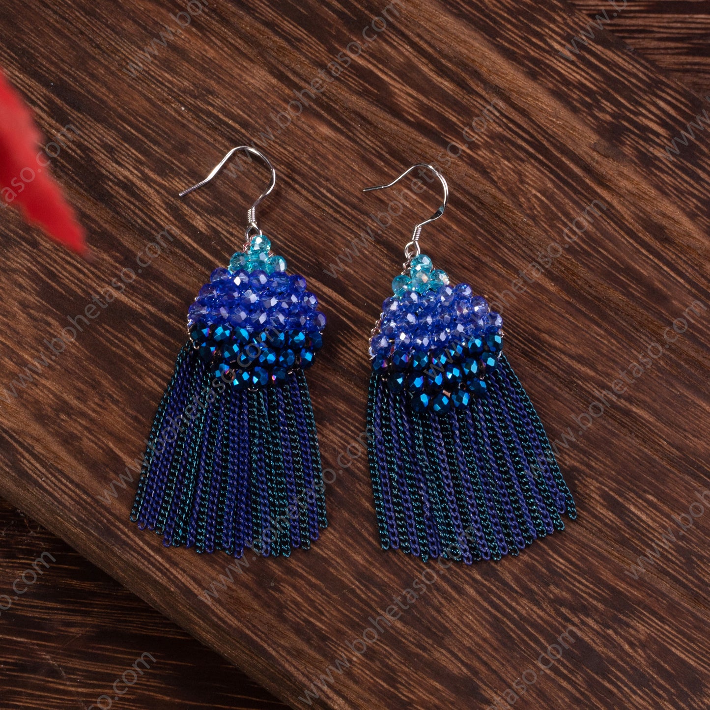 Bohemian style multi-color tassel earrings for women's outings, travel gatherings, exquisite niche earrings