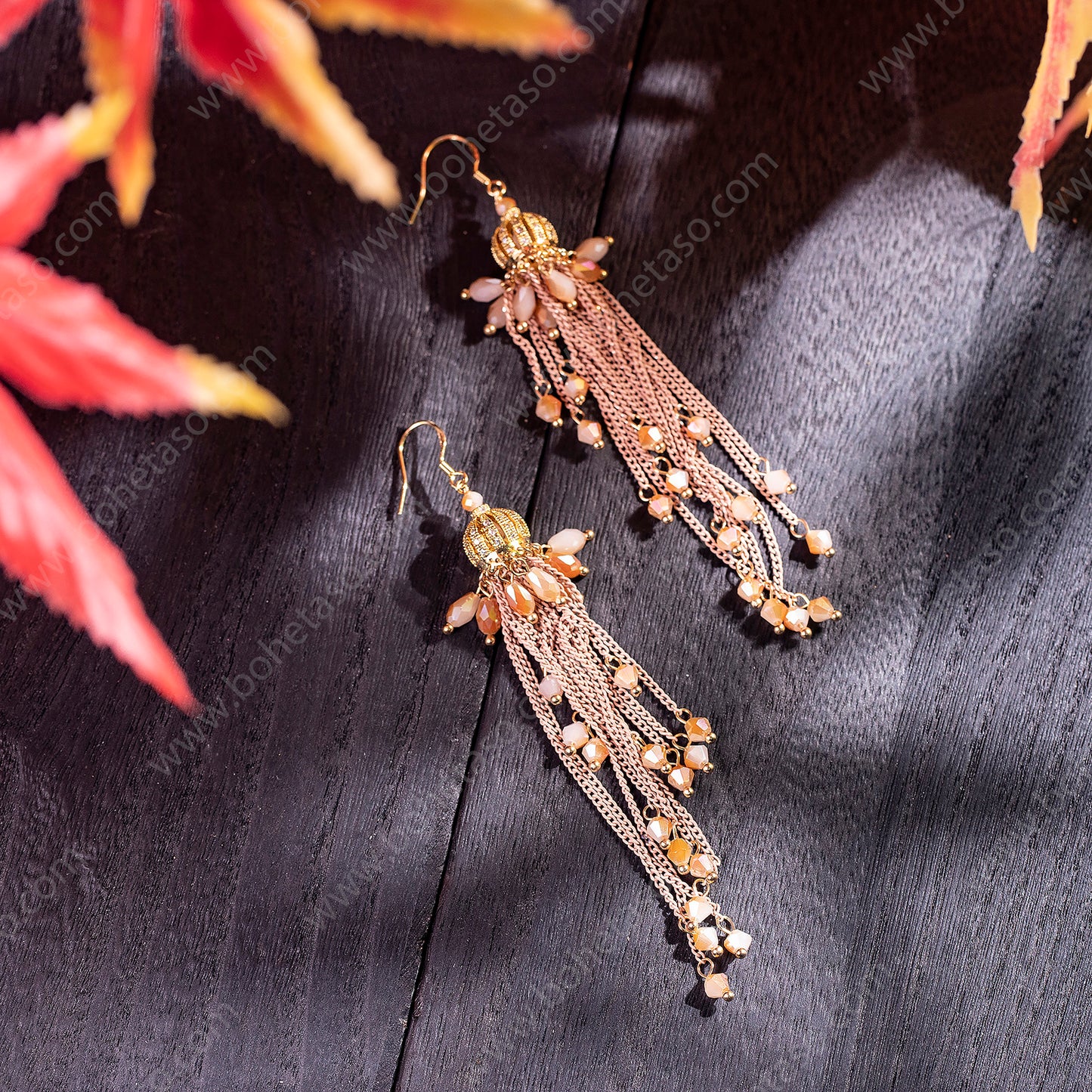 Bohemian style handmade metal tassel earrings for women's outings, gatherings, exquisite niche earrings