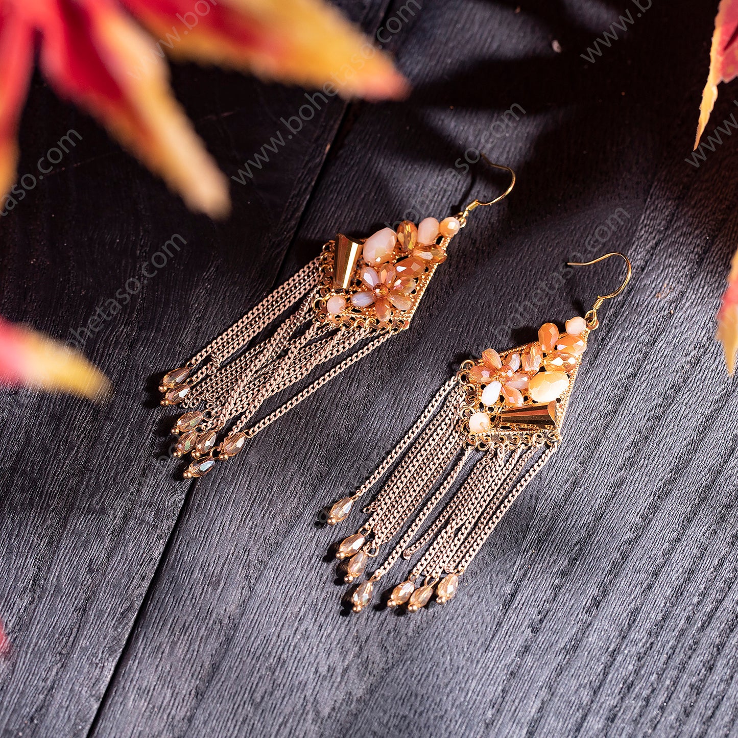 Bohemian style handmade metal tassel earrings for women's outings, gatherings, exquisite niche earrings