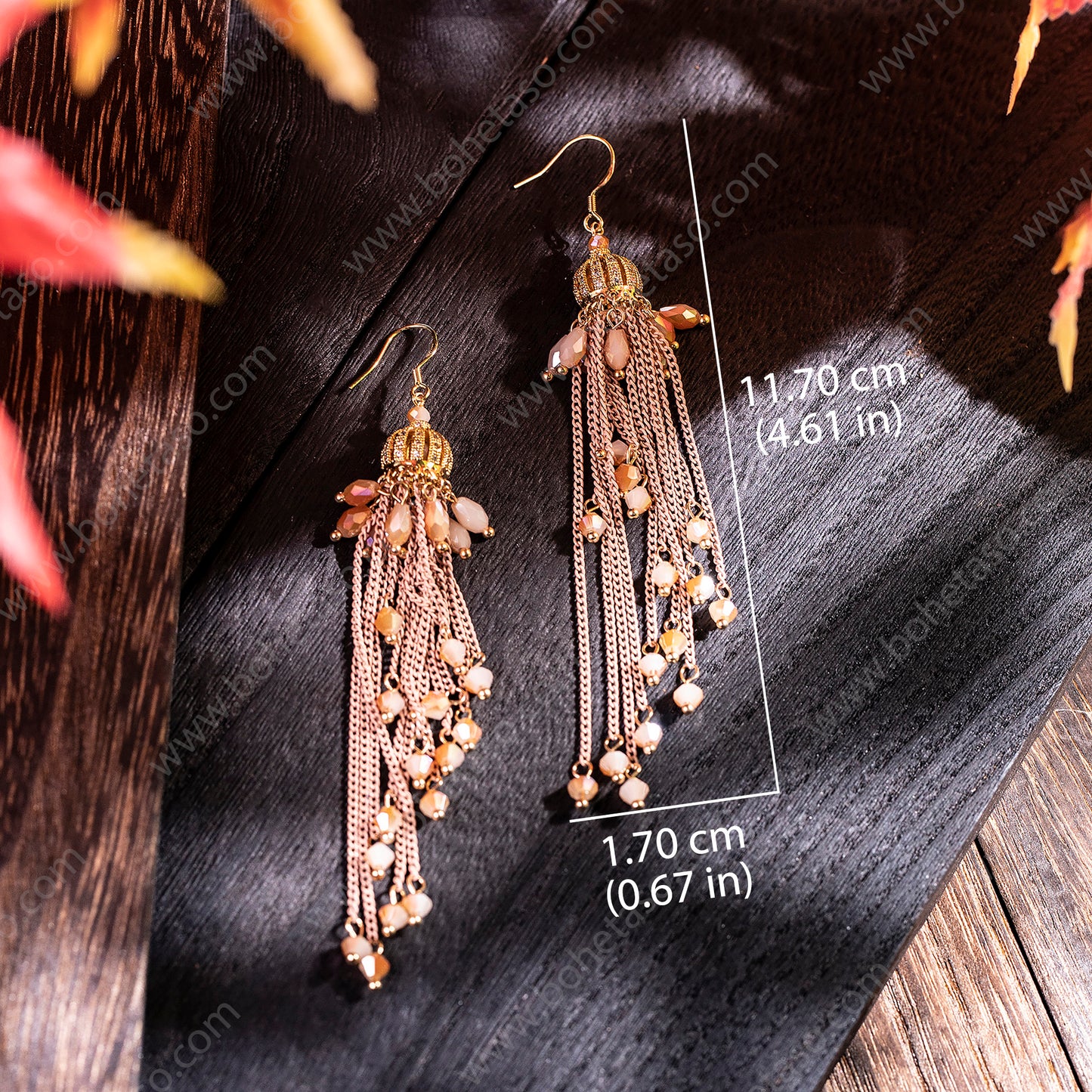 Bohemian style handmade metal tassel earrings for women's outings, gatherings, exquisite niche earrings