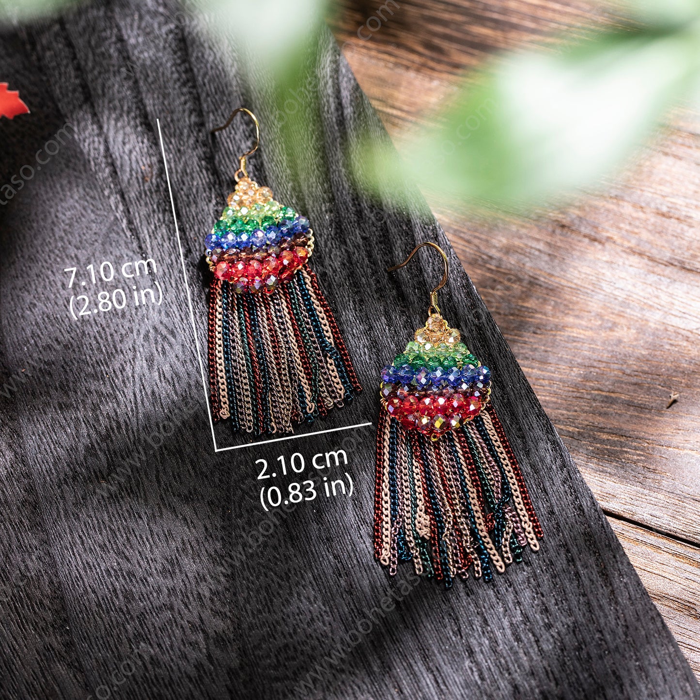 Bohemian style multi-color tassel earrings for women's outings, travel gatherings, exquisite niche earrings