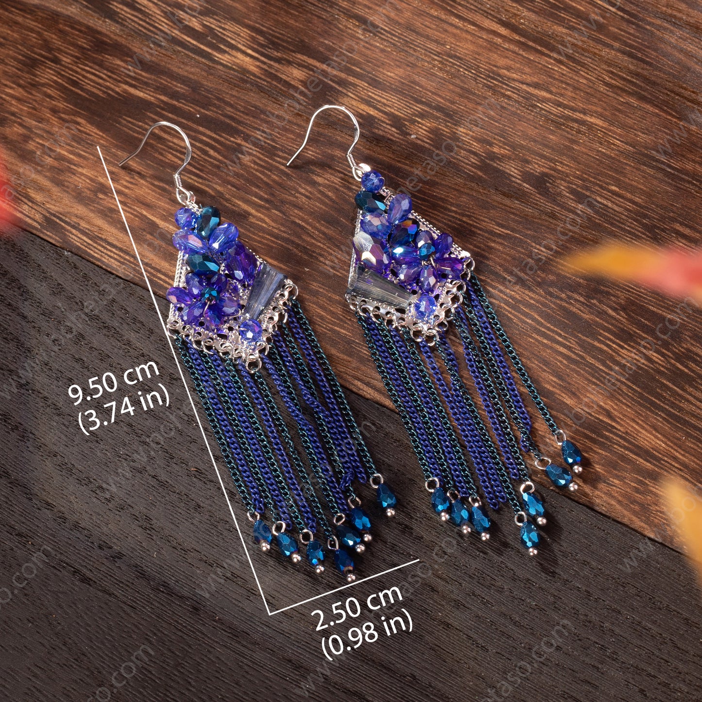 Bohemian style handmade metal tassel earrings for women's outings, gatherings, exquisite niche earrings