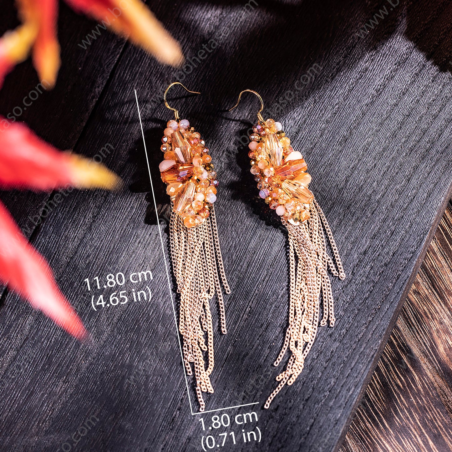 Bohemian style handmade metal tassel earrings for women's outings, gatherings, exquisite niche earrings