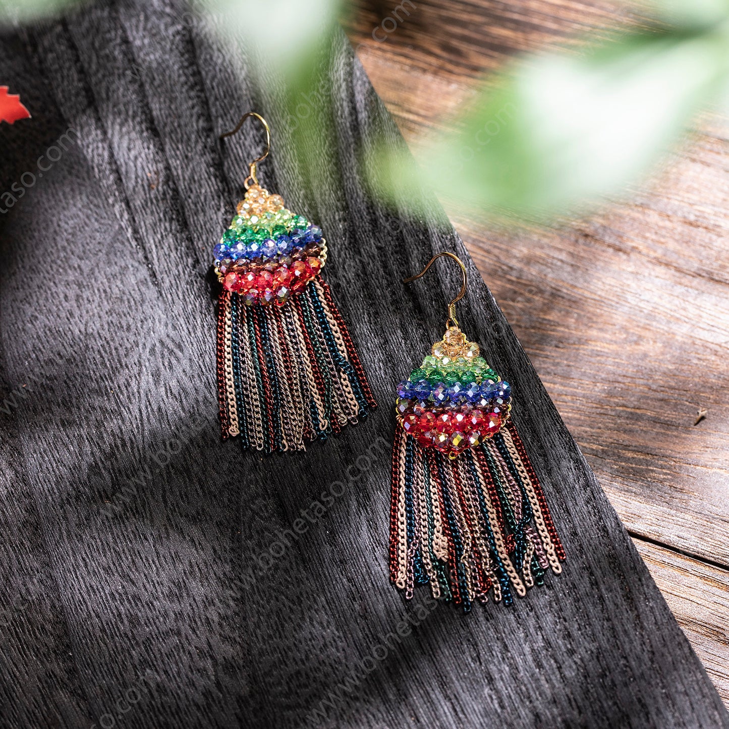 Bohemian style multi-color tassel earrings for women's outings, travel gatherings, exquisite niche earrings