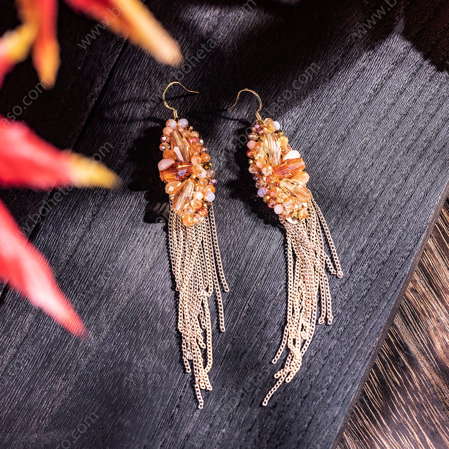 Bohemian style handmade metal tassel earrings for women's outings, gatherings, exquisite niche earrings